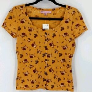 NWT CRAVE FAME Floral Waffle Knit Tee